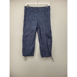 Style & Co. Petite Womens Pants 6P Blue Stretch Cargo Crop Capri Peddle-Pushers